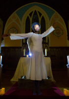 The credits to go with the photo are: Mosun Fadare as Angela in 4th Line Theatre’s 2018 production of Beverley Cooper’s The Other: A Strange Christmas Tale, directed by Kim Blackwell. Photo by Wayne Eardley, Brookside Studio.